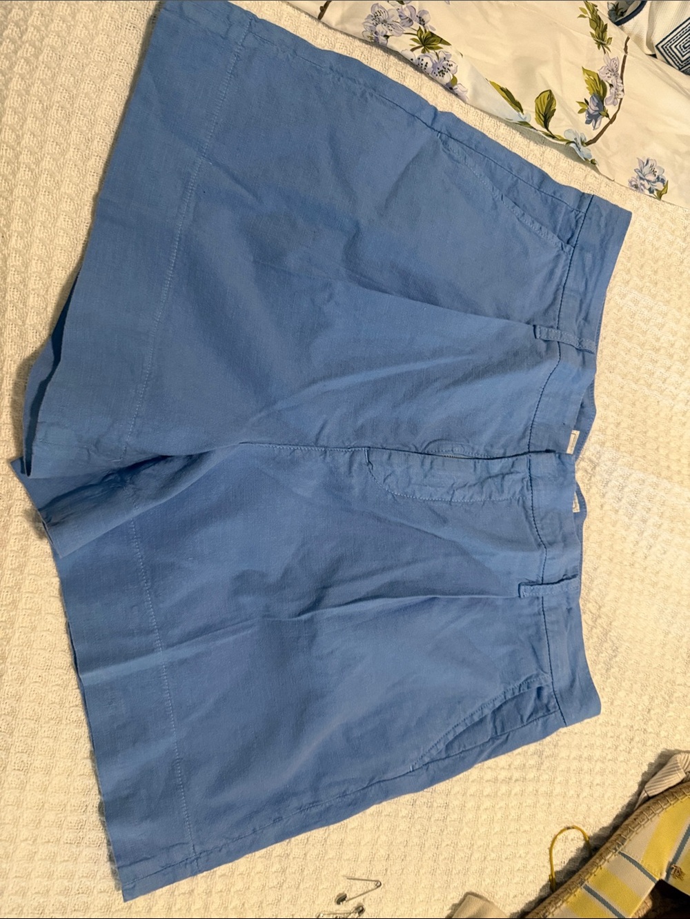 Frank & Eileen Sky Blue Cotton Shorts with Patch Pockets
